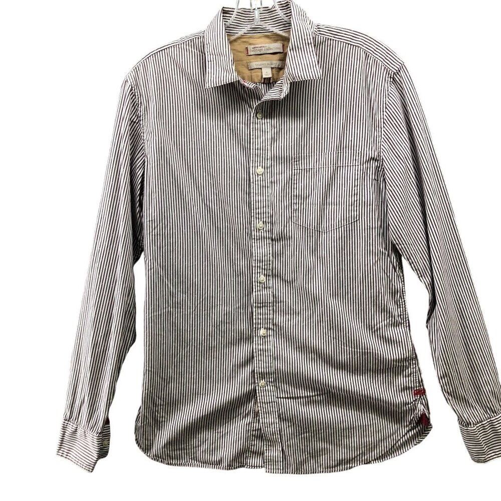 Banana Republic Black and White Striped Casual Shirt